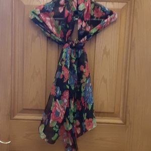 Ladies floral on black scarf NWOT